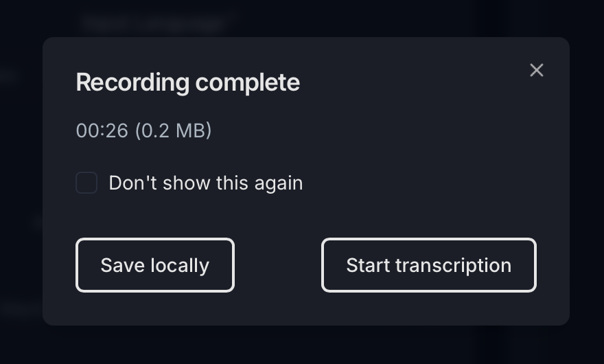 Click Save locally button to save the recorded audio file to your Mac