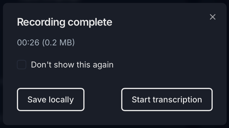 Click save locally in the pop up