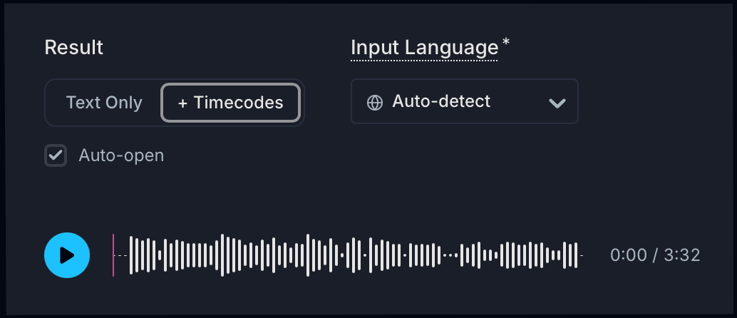 Click the +Timecodes button before starting Live Recording
