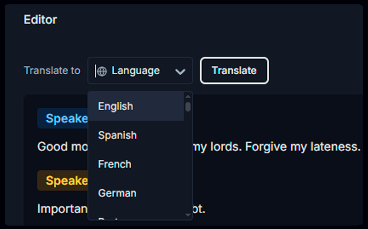 Translate the transcript
